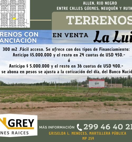Terrenos disponibles en el loteo LA LUISA