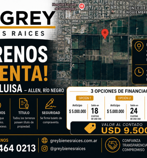 🌿 Terrenos disponibles en el loteo La Luisa – Allen, Río Negro