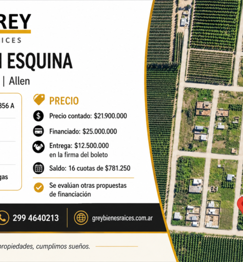 Terreno en esquina en venta – Barrio Magisterio II, Allen