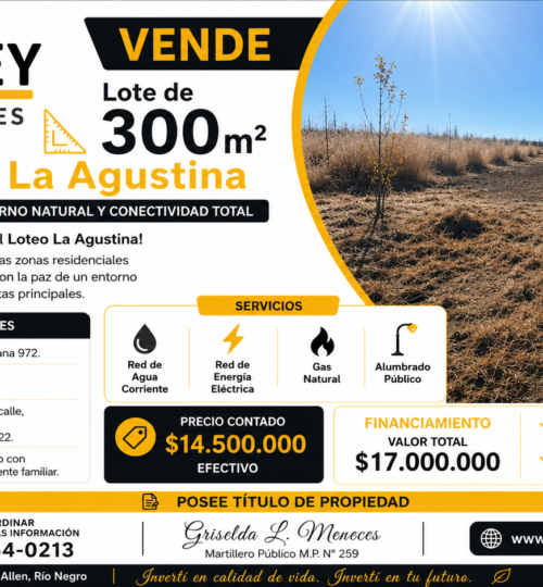 Lote de 300m² en La Agustina – Entorno Natural y Conectividad Total