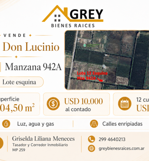 Terreno en esquina en Loteo Don Lucinio – Lote 12